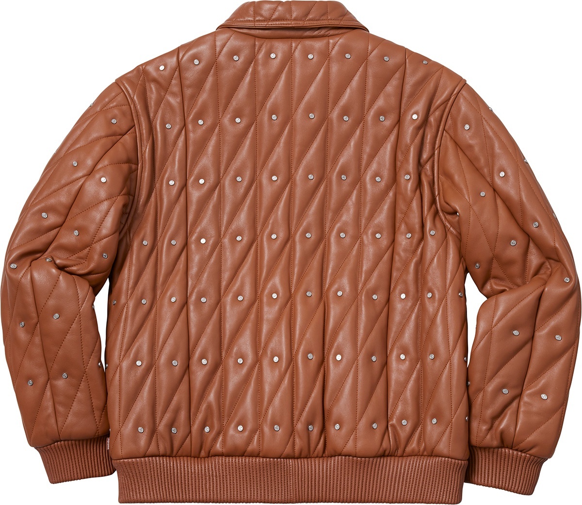 Quilted Studded Leather Jacket view 17
